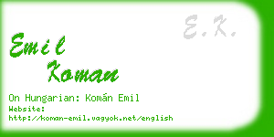 emil koman business card